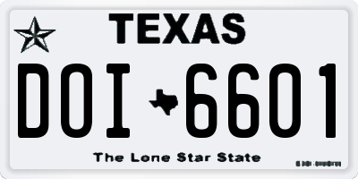 TX license plate DOI6601