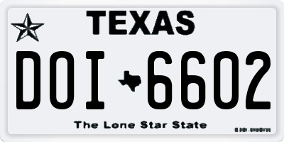 TX license plate DOI6602