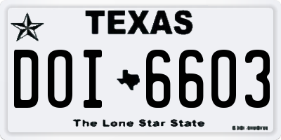 TX license plate DOI6603