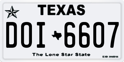 TX license plate DOI6607