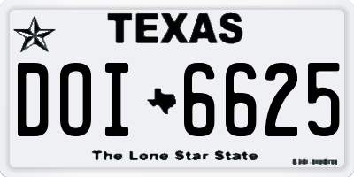 TX license plate DOI6625