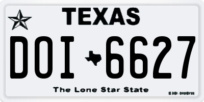 TX license plate DOI6627
