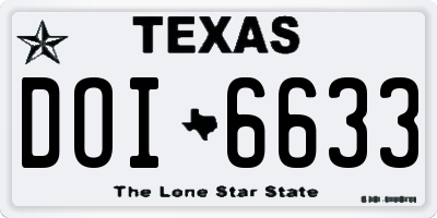 TX license plate DOI6633