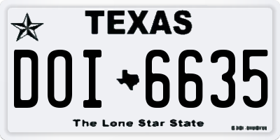 TX license plate DOI6635