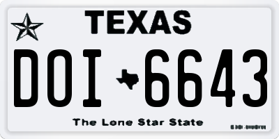 TX license plate DOI6643