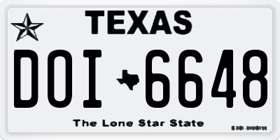 TX license plate DOI6648