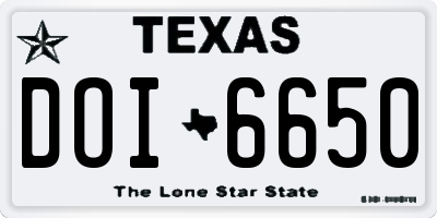 TX license plate DOI6650