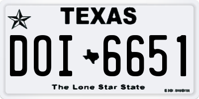 TX license plate DOI6651