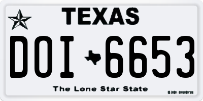 TX license plate DOI6653