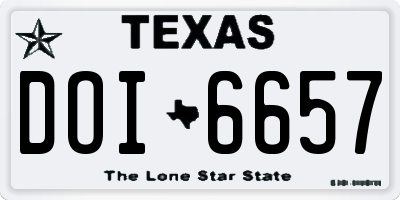 TX license plate DOI6657