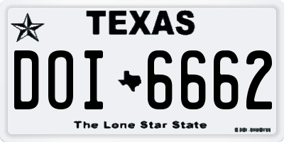 TX license plate DOI6662
