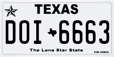 TX license plate DOI6663
