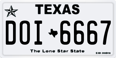 TX license plate DOI6667