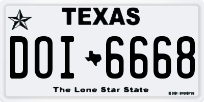 TX license plate DOI6668