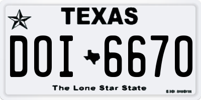 TX license plate DOI6670