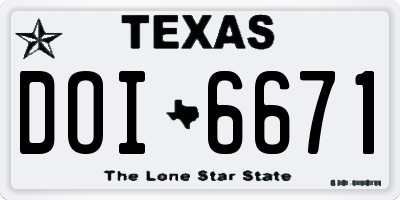 TX license plate DOI6671