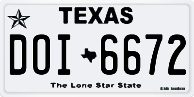 TX license plate DOI6672