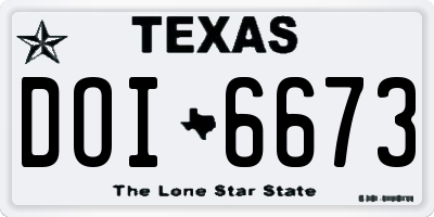 TX license plate DOI6673