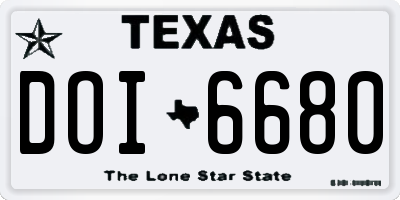 TX license plate DOI6680