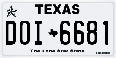 TX license plate DOI6681