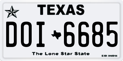 TX license plate DOI6685