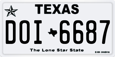 TX license plate DOI6687