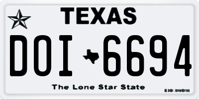 TX license plate DOI6694