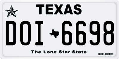 TX license plate DOI6698