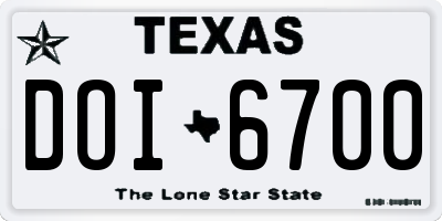 TX license plate DOI6700