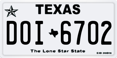 TX license plate DOI6702