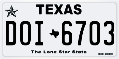 TX license plate DOI6703