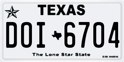 TX license plate DOI6704