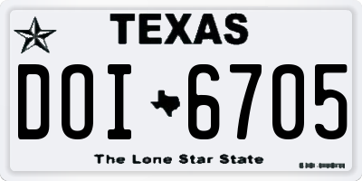 TX license plate DOI6705
