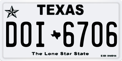 TX license plate DOI6706