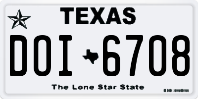 TX license plate DOI6708
