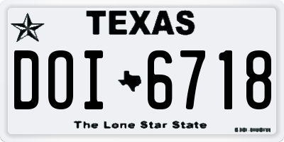 TX license plate DOI6718