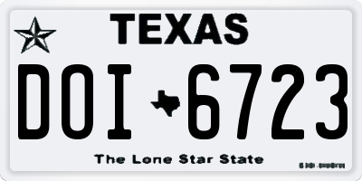 TX license plate DOI6723