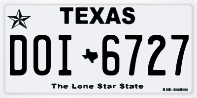TX license plate DOI6727