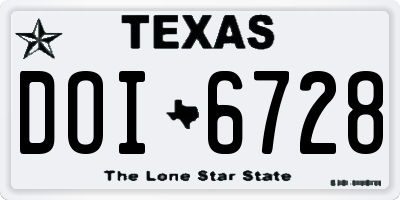 TX license plate DOI6728