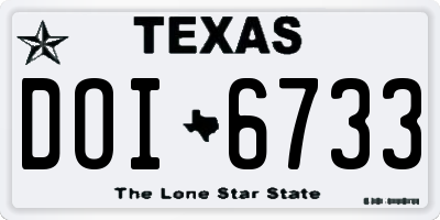 TX license plate DOI6733