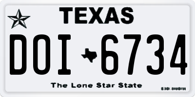 TX license plate DOI6734