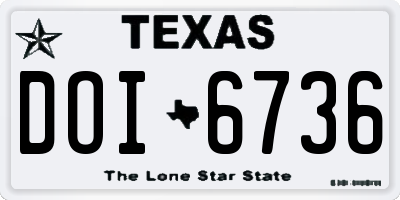 TX license plate DOI6736