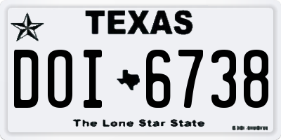 TX license plate DOI6738