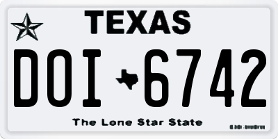 TX license plate DOI6742