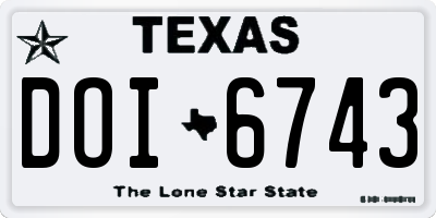 TX license plate DOI6743