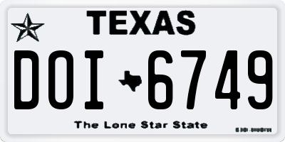 TX license plate DOI6749
