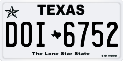TX license plate DOI6752