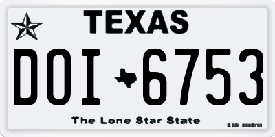 TX license plate DOI6753