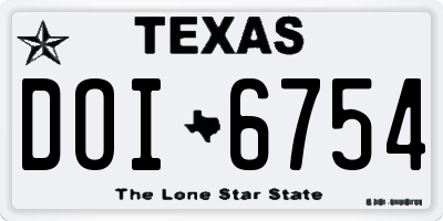 TX license plate DOI6754