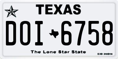 TX license plate DOI6758